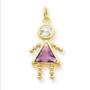 June (Alexandrite) Birthstone Girl Charm 14k Gold